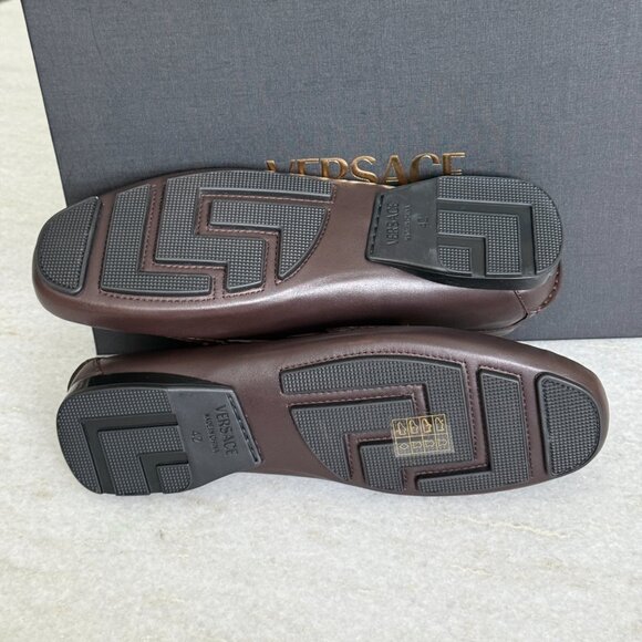 Versace 1015591 Dark Brown Leather Driver Shoes with Medusa plaque, many sizes - Picture 6 of 12